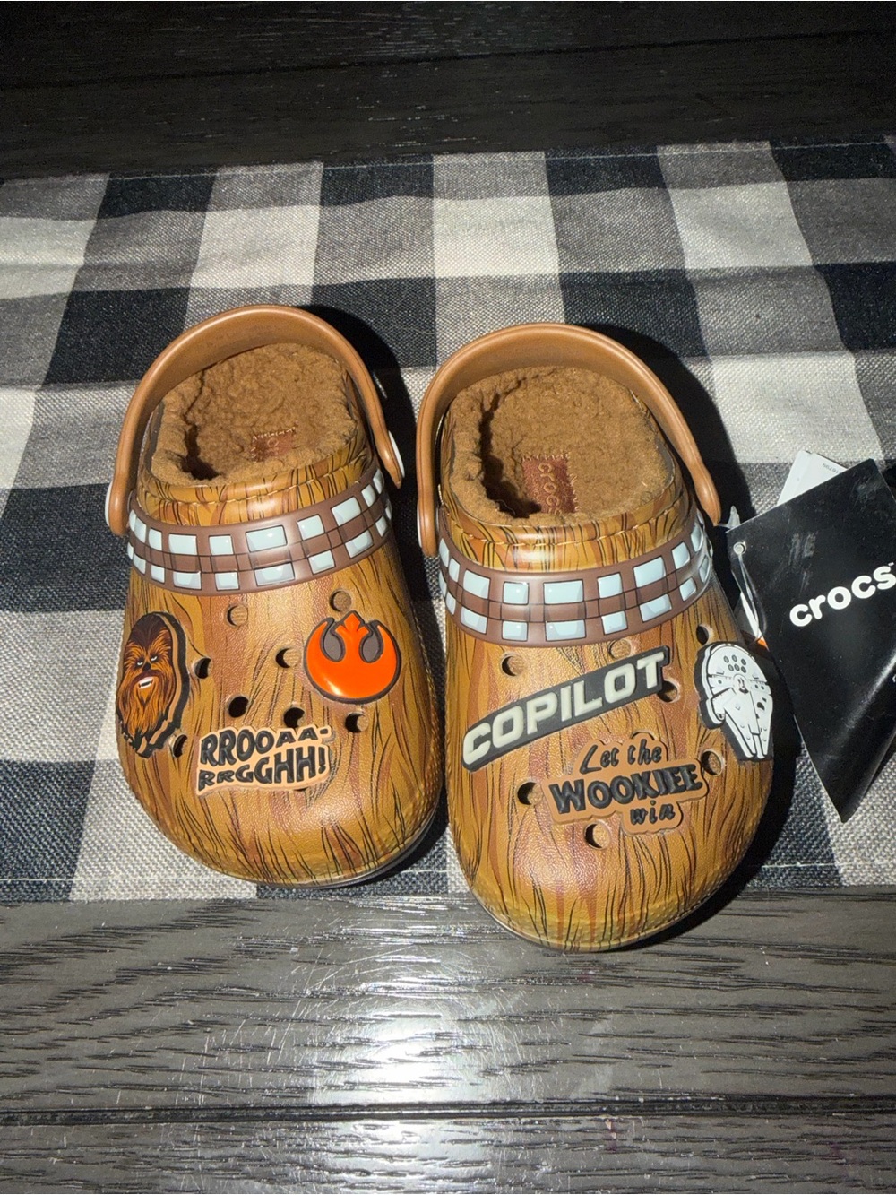 Brand New With Tags Toddler Star Wars Chewbacca Lined Crocs size 9 limited ed